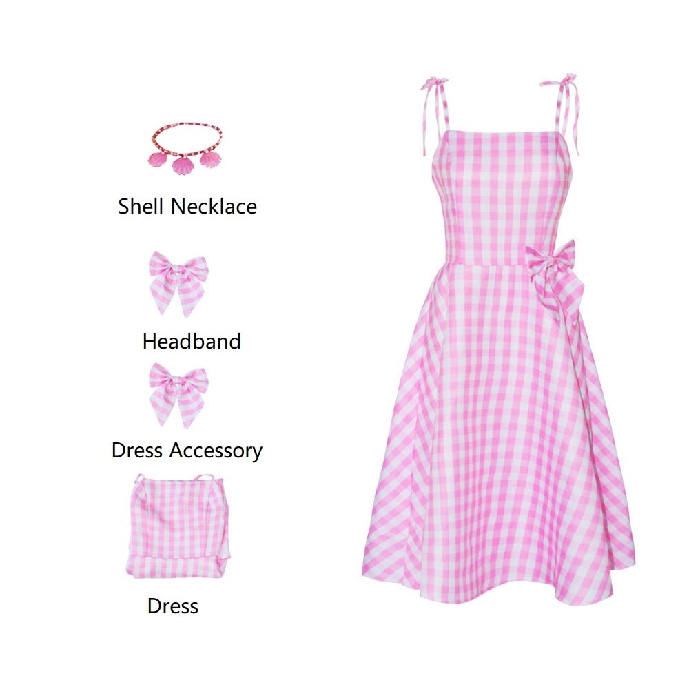 Barbie Movie Margot Robbie's Barbie Costume for Women's Barbie Dress in Pink Outfit Sets b