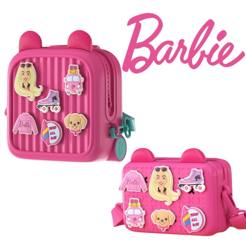 Barbie Pink Silica Gel Shoulder Bag Anime Kawaii Tide Children Backpack Girl Princess Cartoon Crossbody Bag Messenger Pouch Gift AMAIO