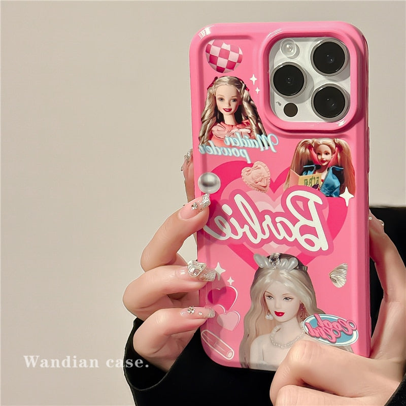 Barbie Princess Doll Iphone14Pro Max Fashion Women Mobile Phone Case Xr Film Hard Shell 11 Silicone Protective Holder Accessory AMAIO