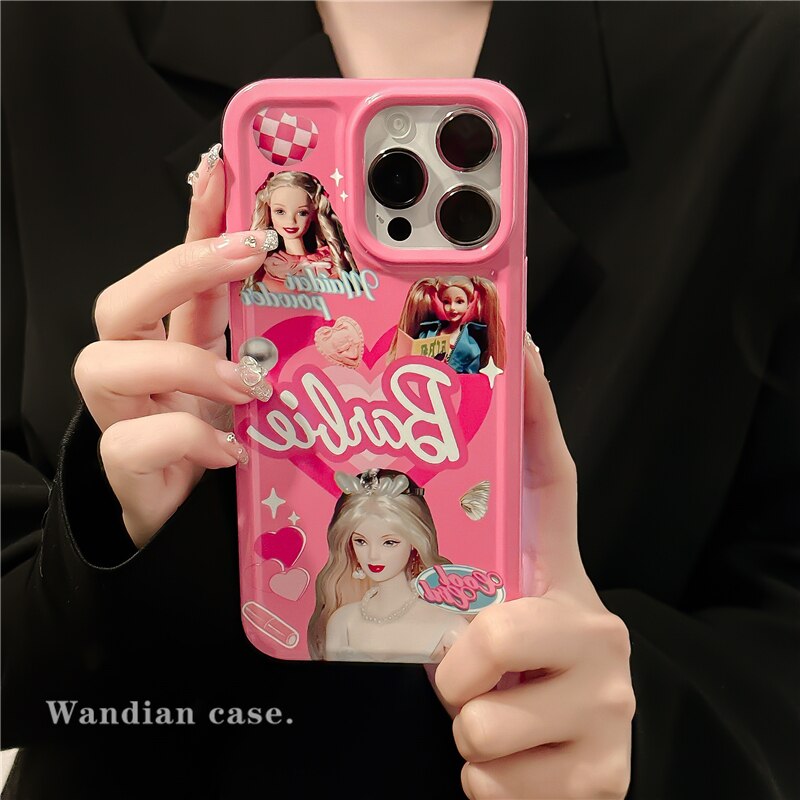 Barbie Princess Doll Iphone14Pro Max Fashion Women Mobile Phone Case Xr Film Hard Shell 11 Silicone Protective Holder Accessory