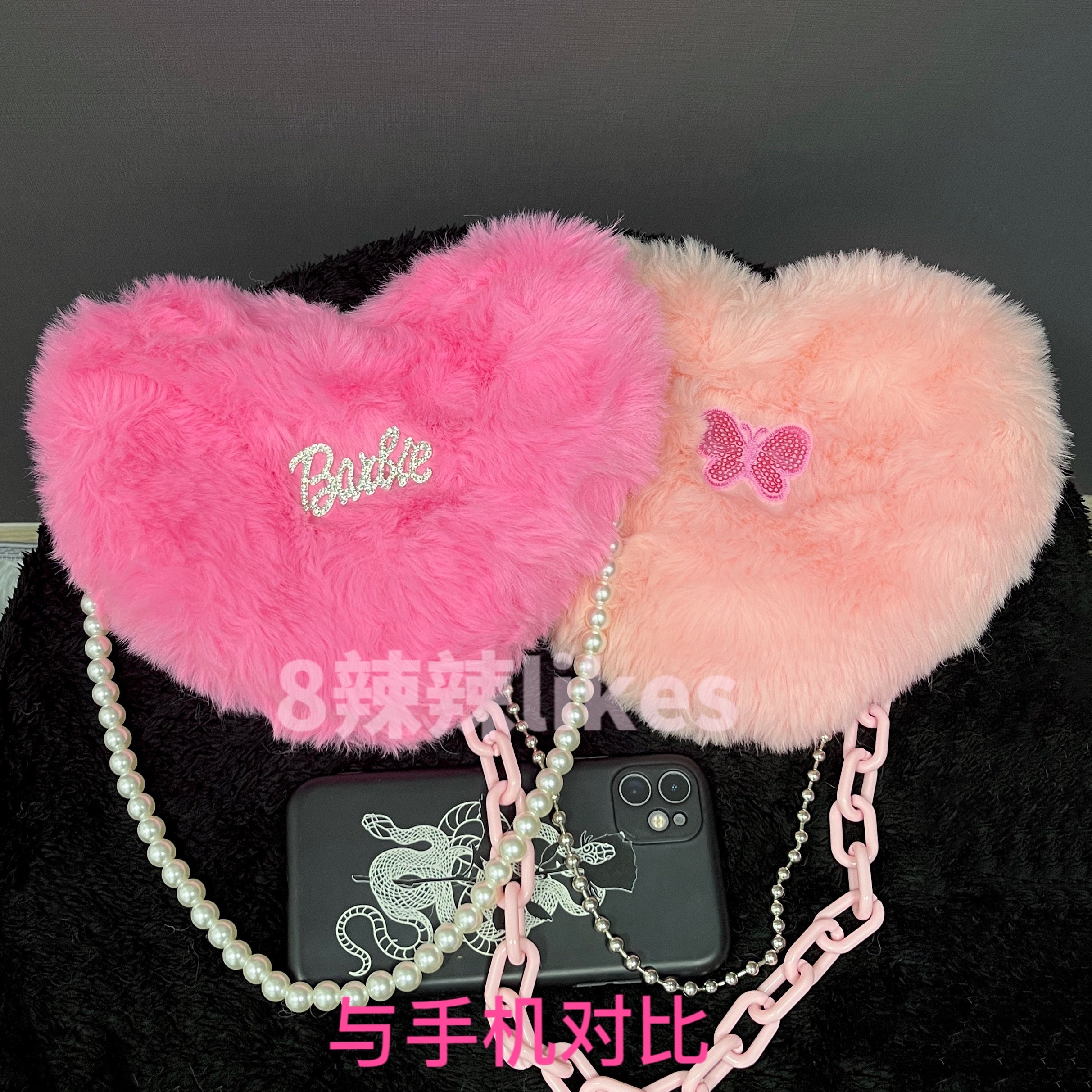 Barbie Princess Messenger Bag Fashion Women Y2K Girls Chain Plush Love Handbag Portable Fashion Woemn Messenger Armpit Bags Gift
