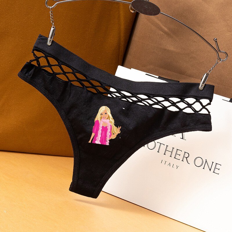 Barbie Princess Sexy Fishnet Hole Hollow Sports Female Triangle Panties Fashion Ladies Y2K Girls Underwear Bikini Briefs Thong black3