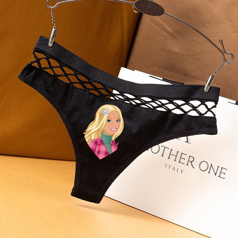 Barbie Princess Sexy Fishnet Hole Hollow Sports Female Triangle Panties Fashion Ladies Y2K Girls Underwear Bikini Briefs Thong black6