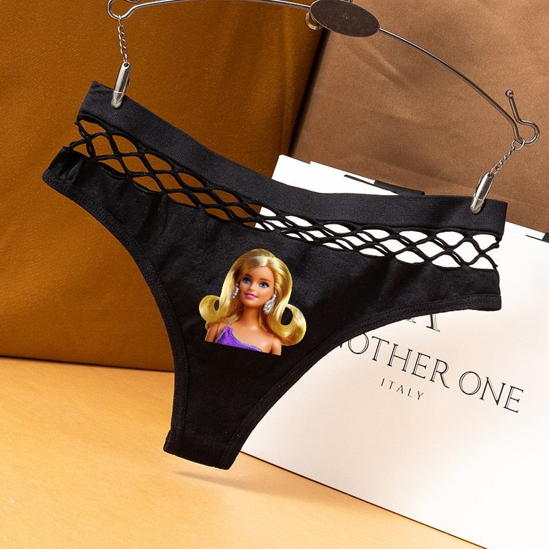 Barbie Princess Sexy Fishnet Hole Hollow Sports Female Triangle Panties Fashion Ladies Y2K Girls Underwear Bikini Briefs Thong black7