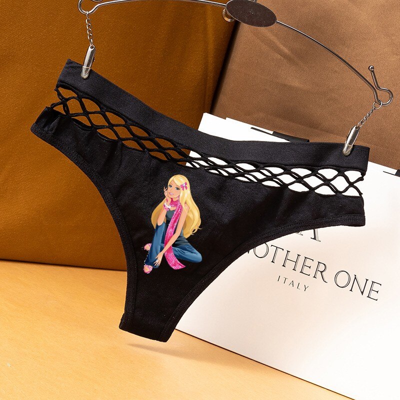 Barbie Princess Sexy Fishnet Hole Hollow Sports Female Triangle Panties Fashion Ladies Y2K Girls Underwear Bikini Briefs Thong black9
