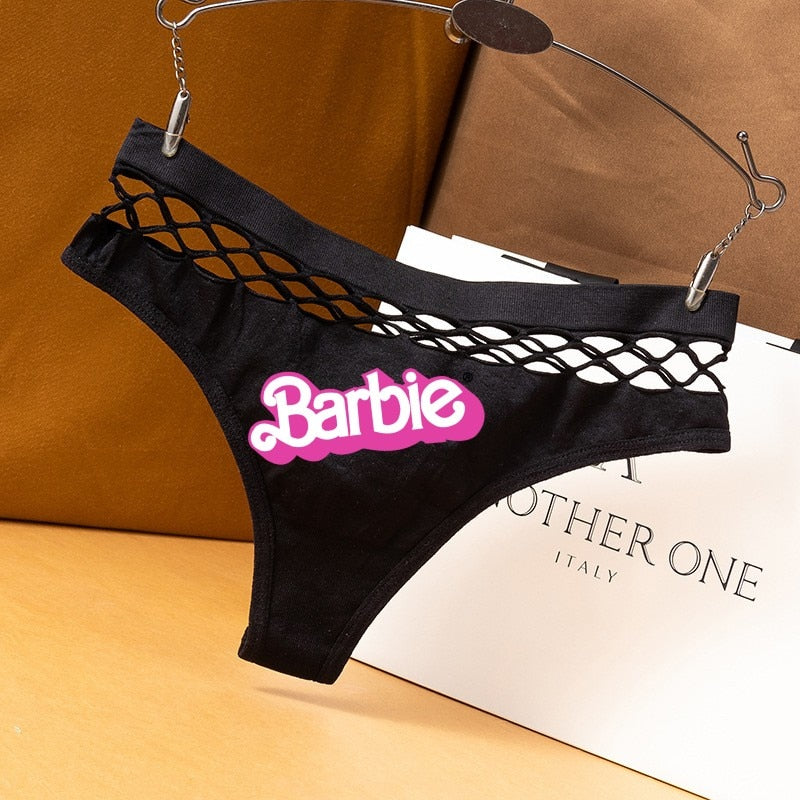 Barbie Princess Sexy Fishnet Hole Hollow Sports Female Triangle Panties Fashion Ladies Y2K Girls Underwear Bikini Briefs Thong black1