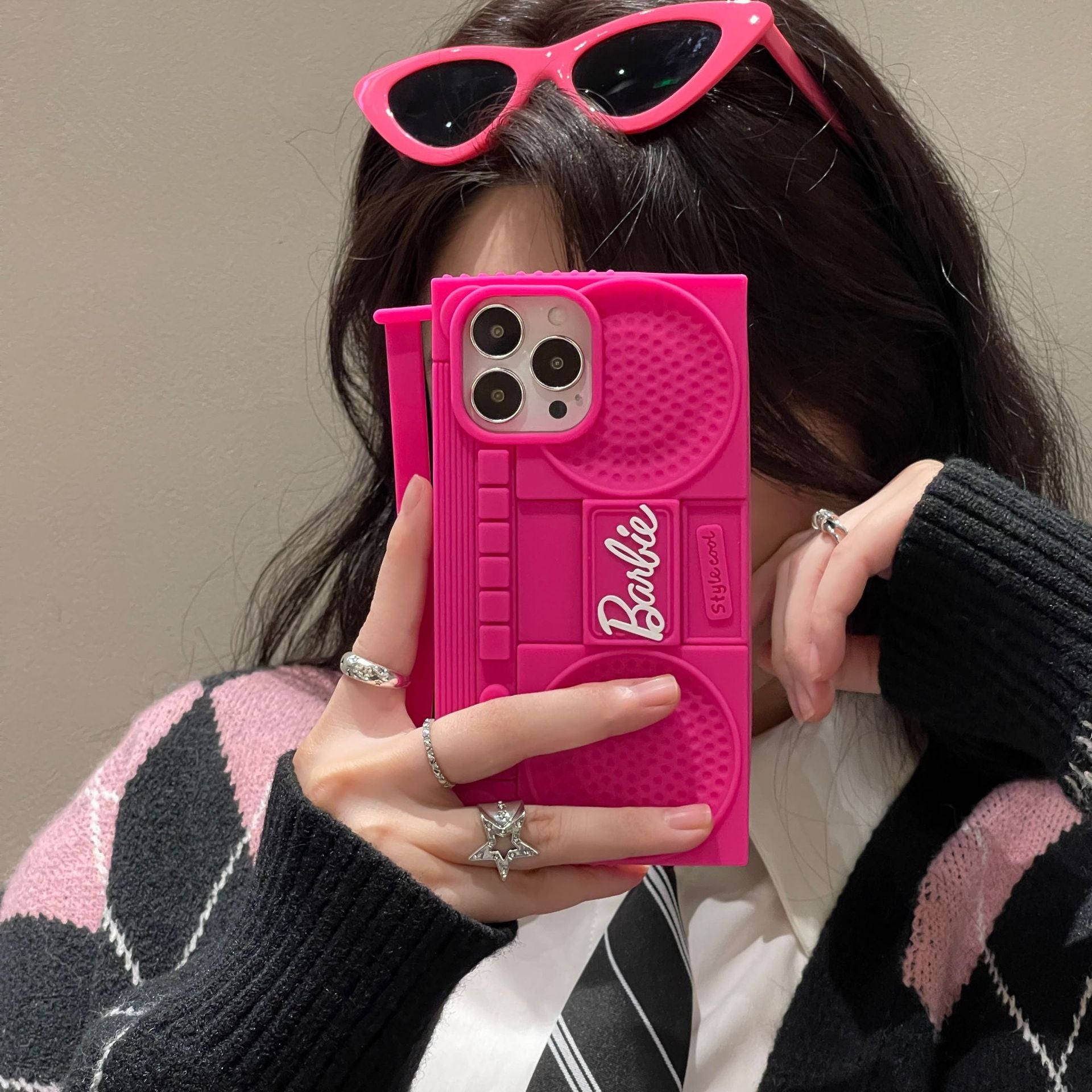 Barbie Speaker Iphone14Promax Shell Kawaii Cartoon Anime Phone Case Creative Silicone Soft Protective Case Smartphone Accessory AMAIO