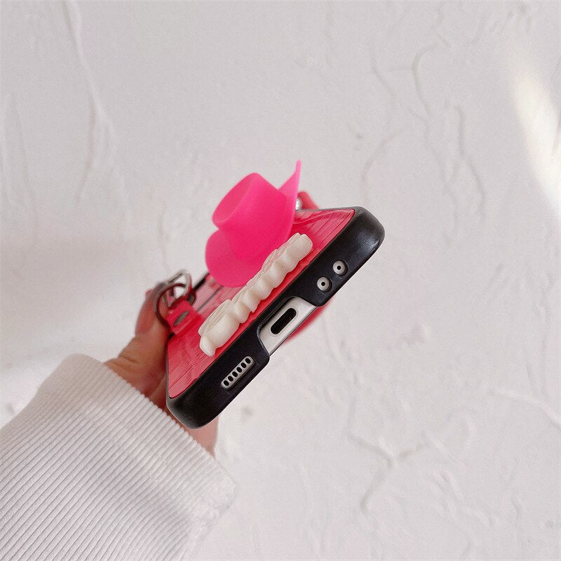 Barbie Suitable for Samsunggalaxy Z Flip34 Folding Screen Shell Fashion Women Smartphone Accessory Leather Case Keychain Gifts