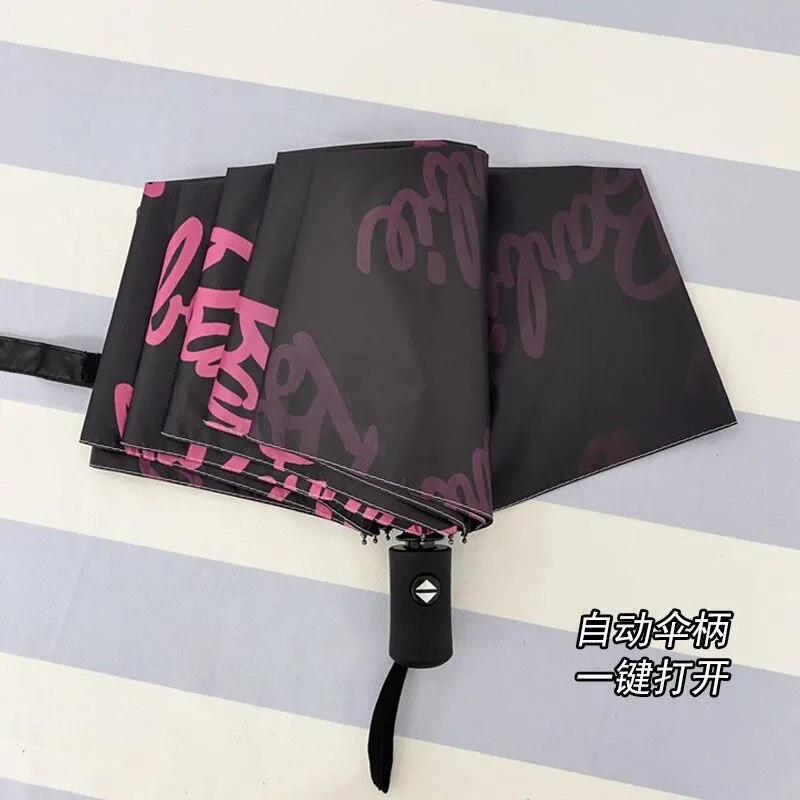 Barbie Umbrella Kawaii Cartoon Letter Automatic Manual Wind Rain Umbrellas Girls Sunshade Sunscreen Rain Gear Sun Umbrella Gifts