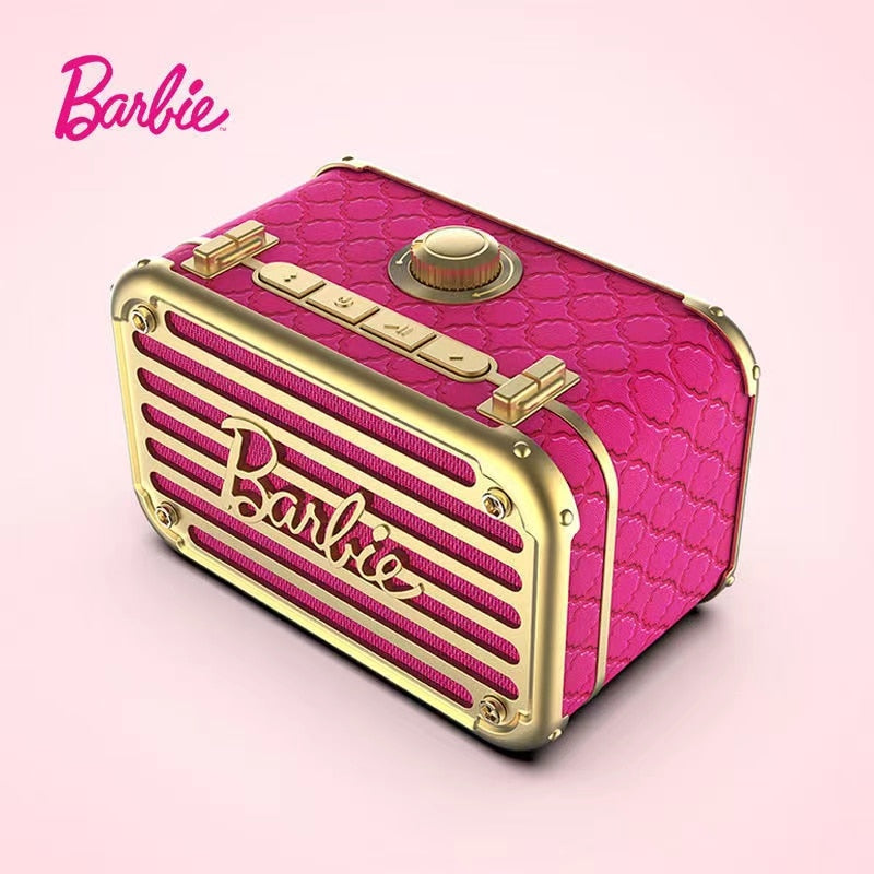 Barbie Wireless Smart Speaker Kawai Anime Cartoon Mini Bluetooth Retro Portable Audio Phone Accessories Girls Gifts Decoration red