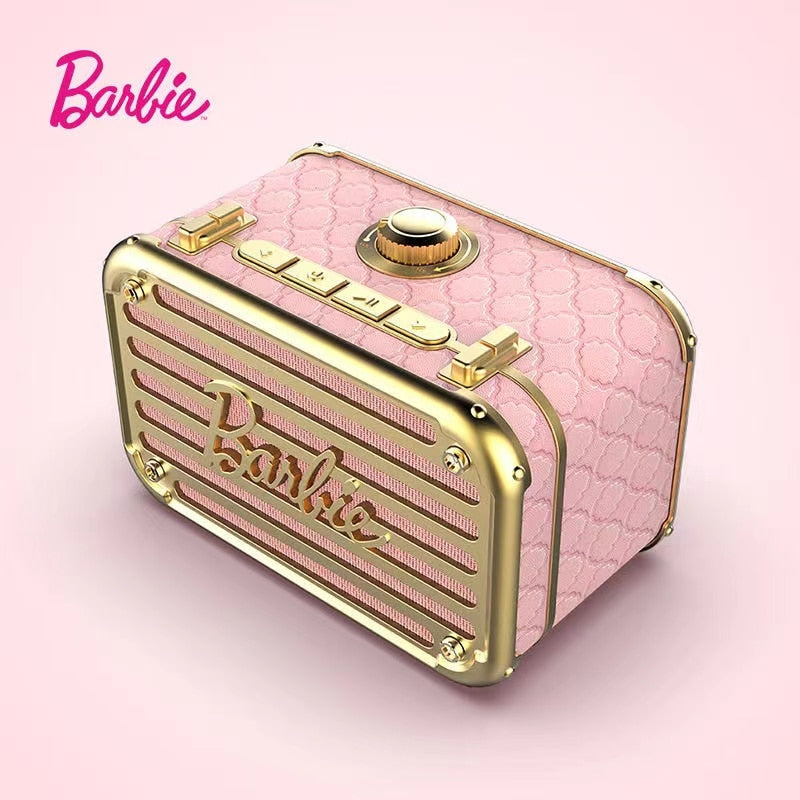 Barbie Wireless Smart Speaker Kawai Anime Cartoon Mini Bluetooth Retro Portable Audio Phone Accessories Girls Gifts Decoration pink