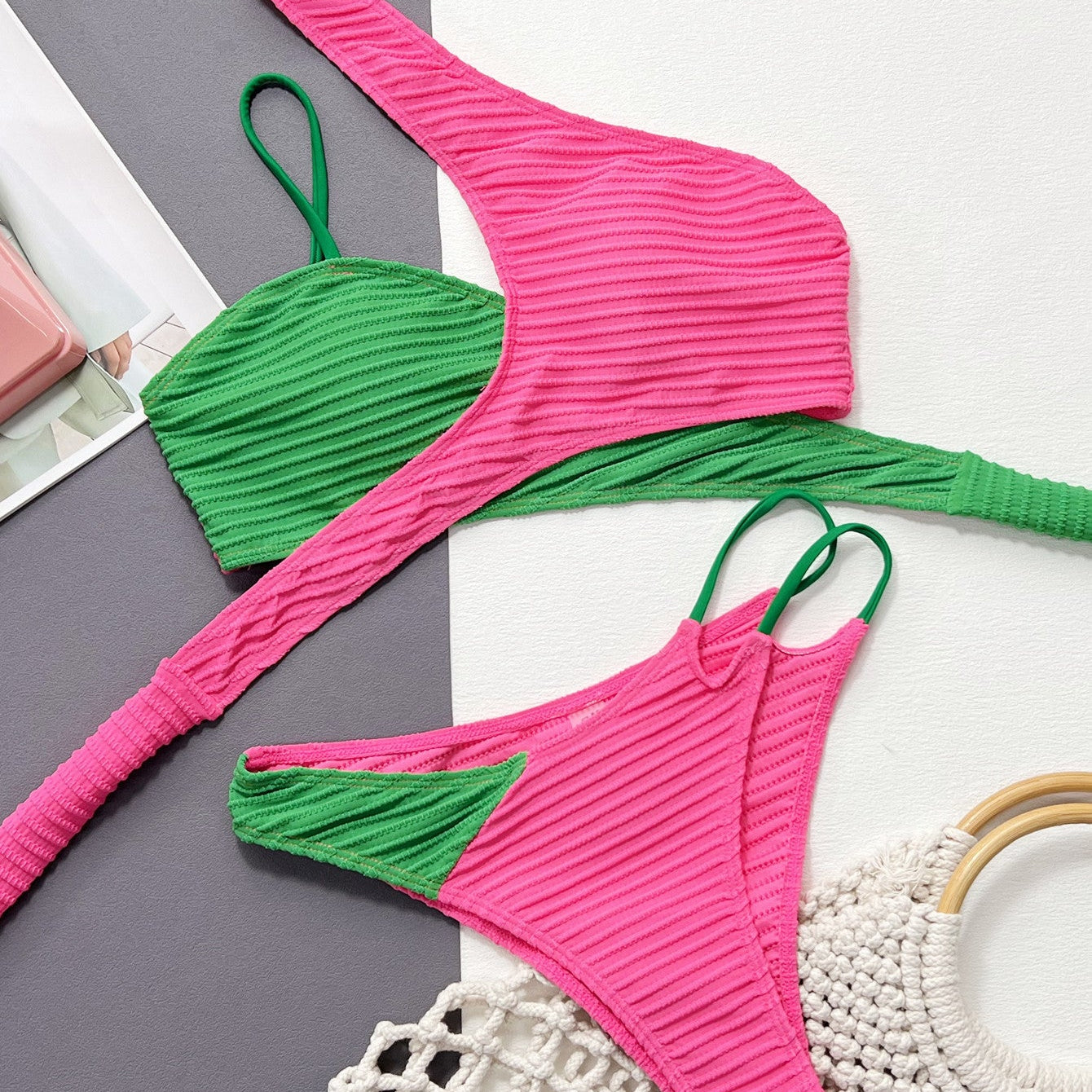 Beach Bikini Women's Contrast Split Swimwear