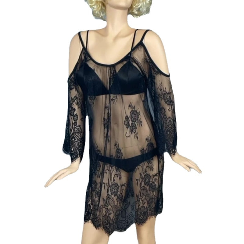 Beach Cover Up Pareo Playa Coverup Dress Vestido Livre Swimsuit Wear Swimwear White Lace Women Beachwear