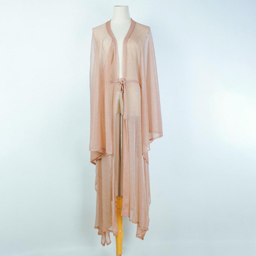 Beach Cover Up Sun Protection Swimsuit Belt Shine Mesh Sexy Summer Kimono Beachwear Pareos Kaftan Bikini Cover Up Sarong