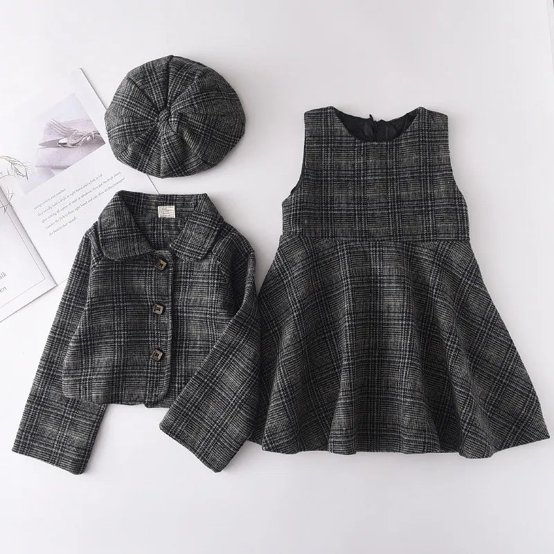Bear Leader Fashion Kids Girls Princess 2pcs Clothes Set Autumn Winter Children Coat Outwear+Skirts Vintage Outfits Suit 2-12Y AH4070M