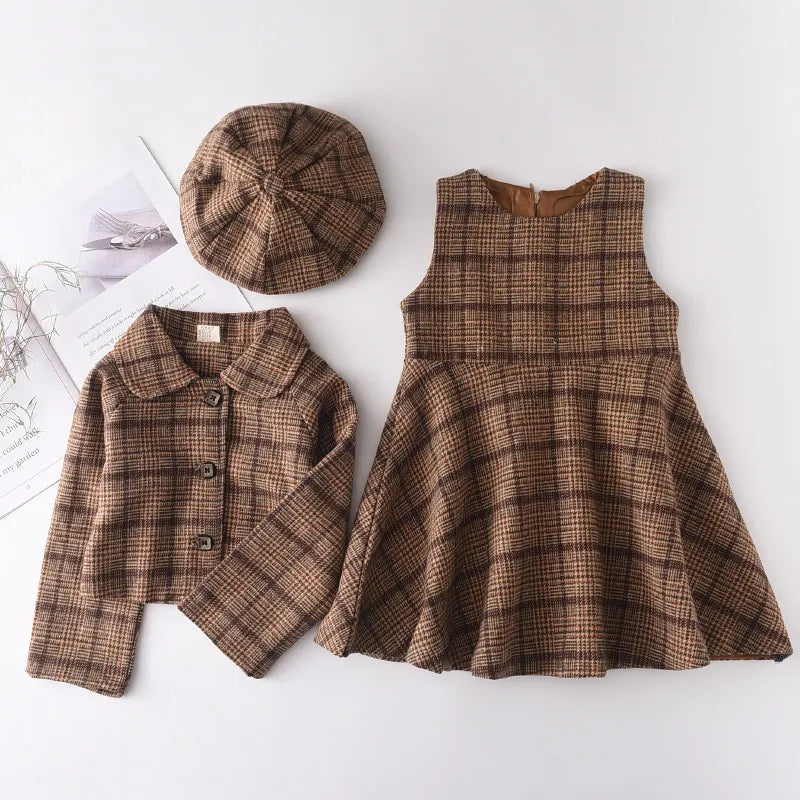 Bear Leader Fashion Kids Girls Princess 2pcs Clothes Set Autumn Winter Children Coat Outwear+Skirts Vintage Outfits Suit 2-12Y AH4070R