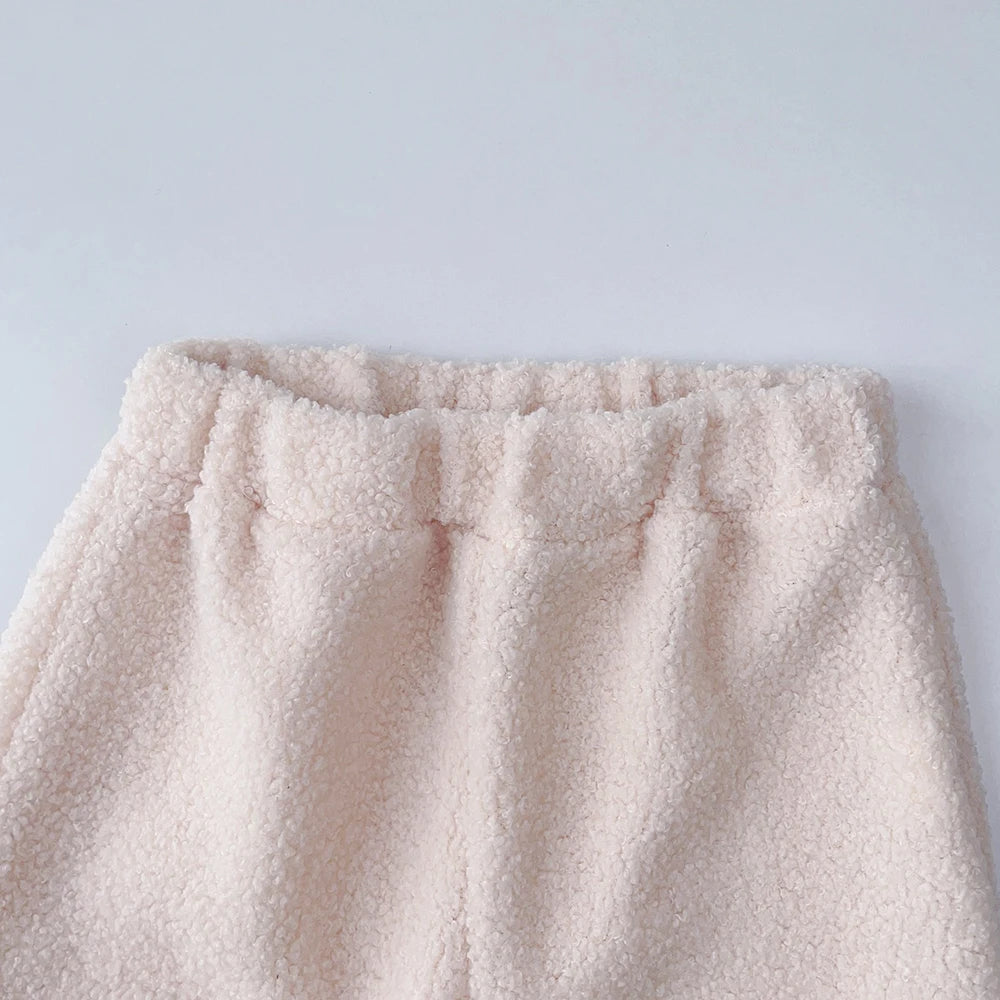 Bear Leader Girls' Set Children's Autumn Lamb Fleece Standing Collar Pullover Top+Pants Two Piece Kids' Fashion Set