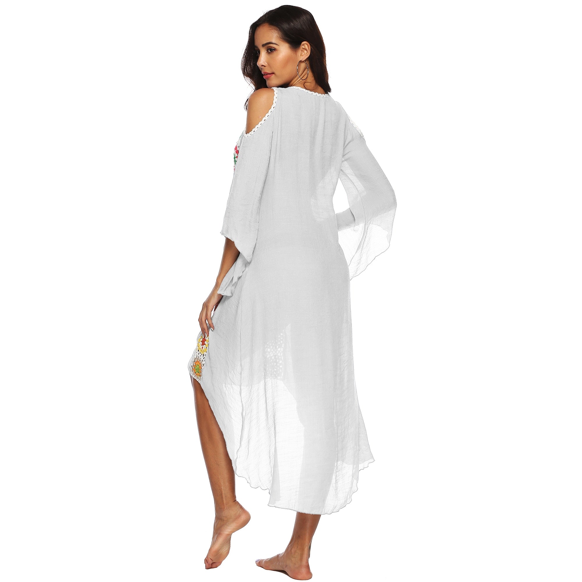 Big Size Beach Cover Up Crochet Maxi Dress Swimwear Robe Cover-ups - Ups White Pareo Suit Swim Wear xxl Beachwear