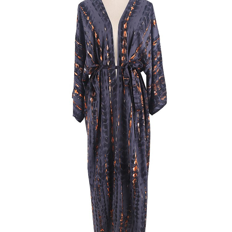 Bikini Cover Up Tie Dye Printed Swimsuit Cape Pareo Bohemian Beach Kimono Dresses Self Belted Bathing Suits Dropshipping 5 One Size