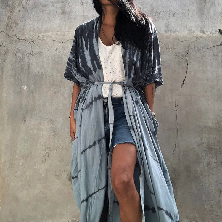 Bikini Cover-ups Beach Pareo Stripes Grey One Size