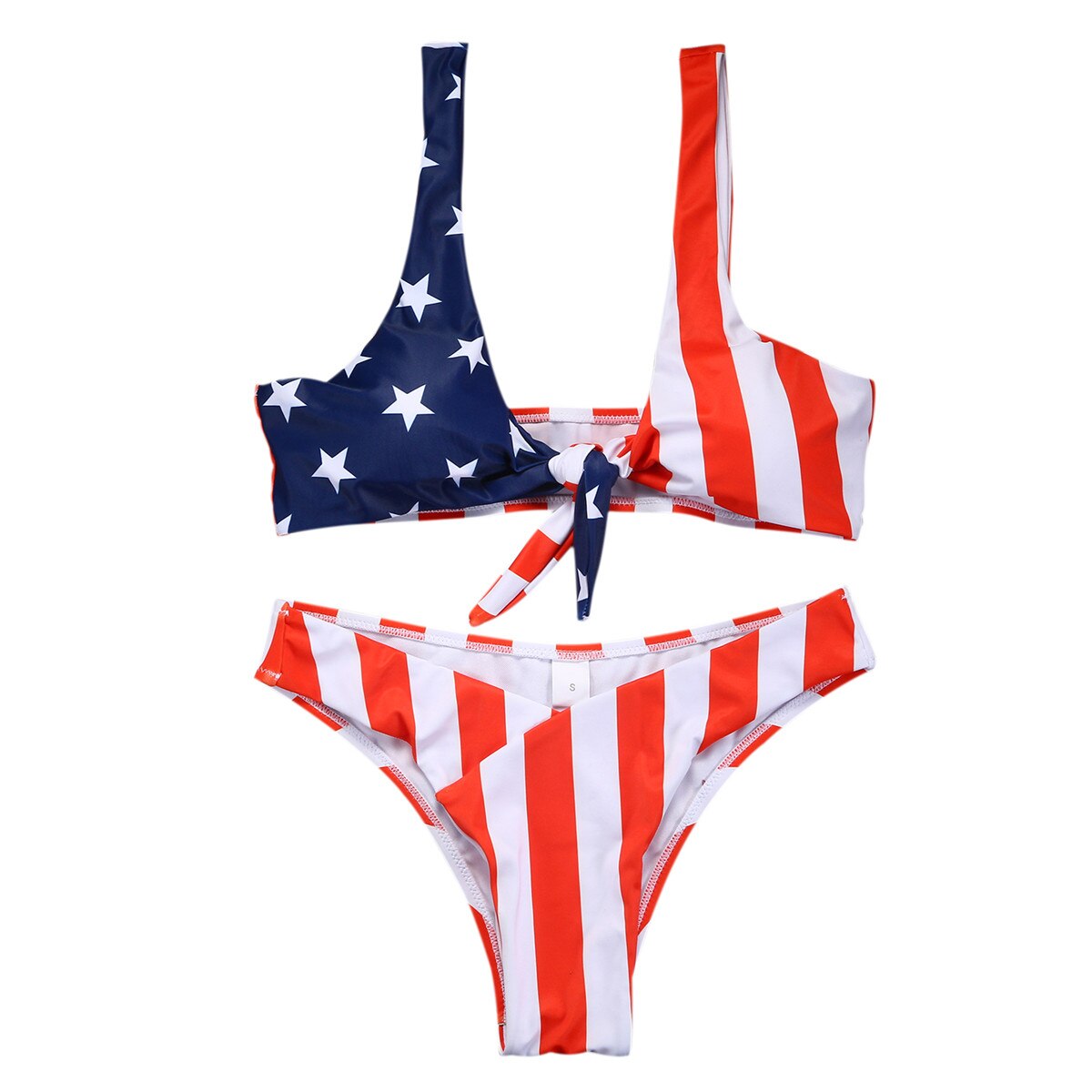 Bikini Flag of USA American Sexy Brazilian Bikini Set Swimsuit Woman Swim Wear Beachwear Tie Knot Front Lady Swimsuit a