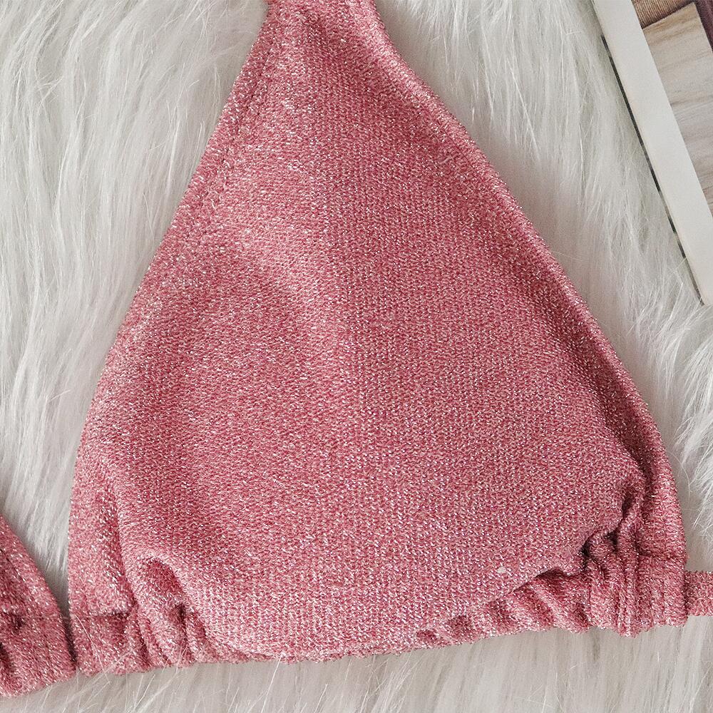 Bikini Sexy Solid Shining Fabric Handmade Beaded Crystal Swimwear - Swimsuit Bikinis Set Bathing Suit Beach Bikini Luxe