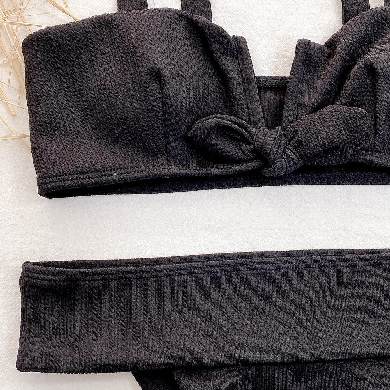 Bikini Sexy V-neck Bowknot High Waist Black Swimwear - Swimsuit Bikinis Set Bathing Suit Bikini Female Push Up Biquinis