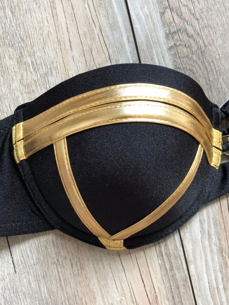 Black Bandage Swimsuit - Sexy Brazilian Bikini Push Up Swimwear - Micro Bikinis Plus Size Beachwear Shiny Gold Beachwear
