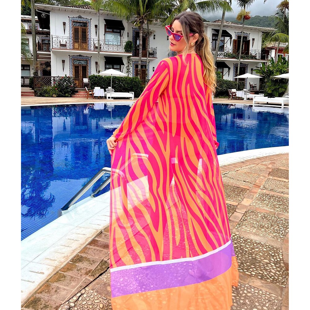 Blue Eyes Bikini Beach Cover up Tunics for Beach Long Kaftan Bikini Cover up Robe de Plage Sarong Beach Swimsuit cover-ups TZ21133O50 One Size
