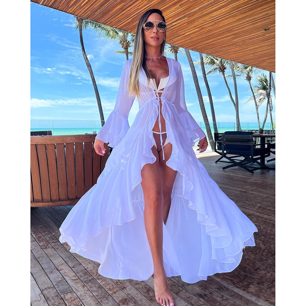 Blue Eyes Bikini Beach Cover up Tunics for Beach Long Kaftan Bikini Cover up Robe de Plage Sarong Beach Swimsuit cover-ups TZ21133W90 One Size