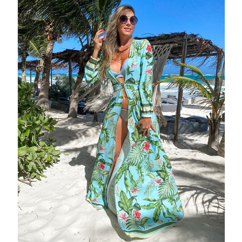 Blue Eyes Bikini Beach Cover up Tunics for Beach Long Kaftan Bikini Cover up Robe de Plage Sarong Beach Swimsuit cover-ups TZ21133G50 One Size