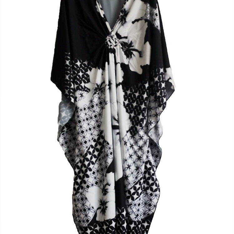 Bohemian Maxi Dress Print Beach Cover Up Robe De Plage Kaftan Pareo Loose Long Dress Bikini Cover Up Sarong Beachwear Color 03 1 One Size