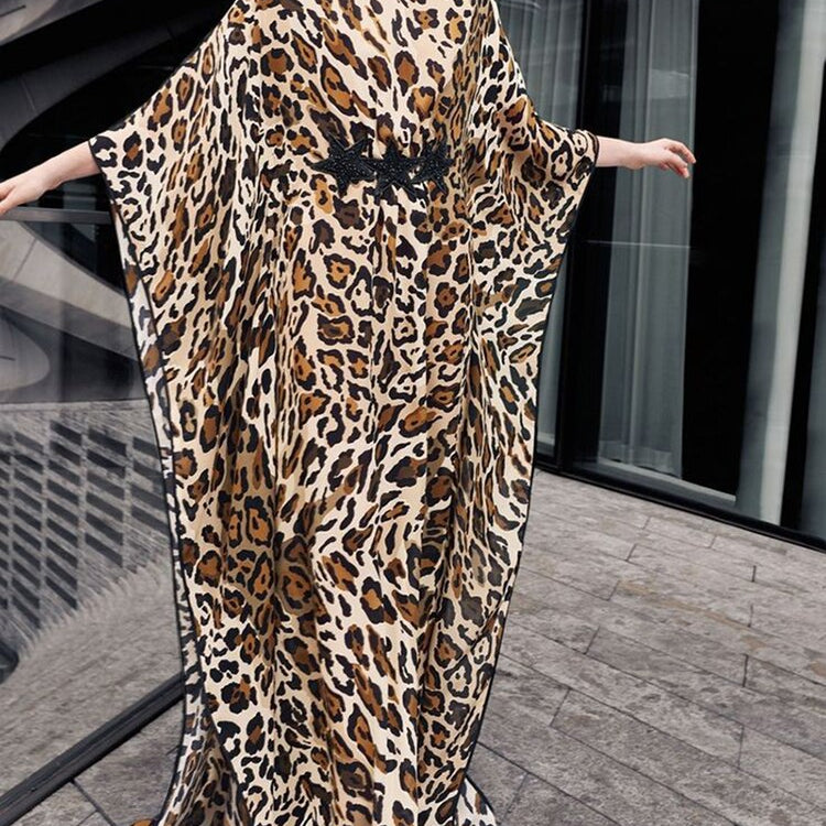 Bohemian Maxi Dress Print Beach Cover Up Robe De Plage Kaftan Pareo Loose Long Dress Bikini Cover Up Sarong Beachwear Color 04 One Size