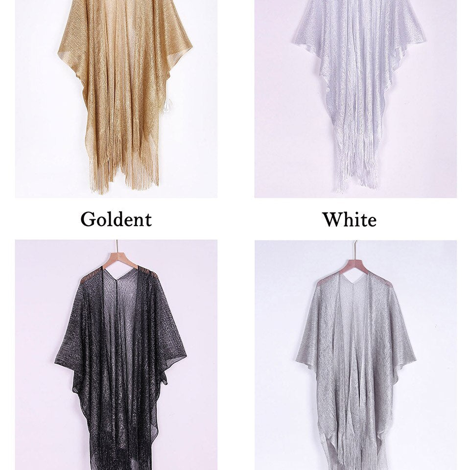 Boho Bikini Cover Up Beach Pareo Women Sexy See-through Mesh Fringe Kimono Sarong