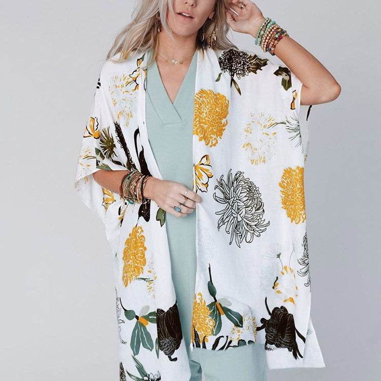 Boho Printed Bikini Cover-ups Kimono Pareo Dress