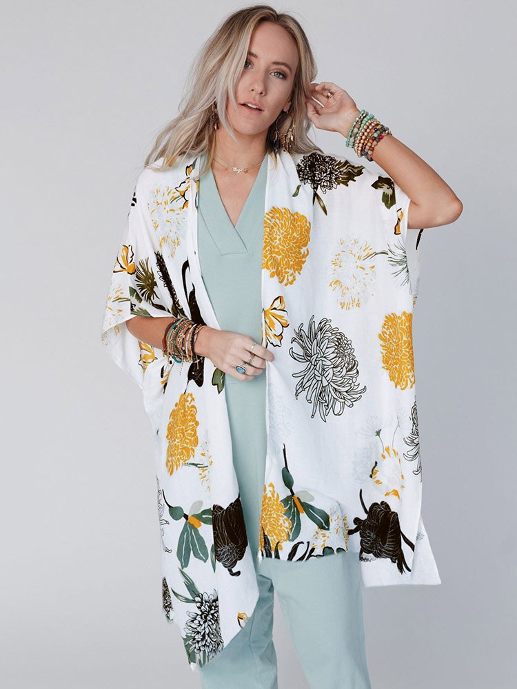 Boho Printed Bikini Cover-ups Kimono Pareo Dress