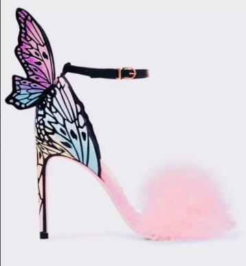 Brand Design Butterfly Back Sandals Angel Wing Sandalias Woman High Heels Buckle Strap Thin Heels Lady Pumps pic 12