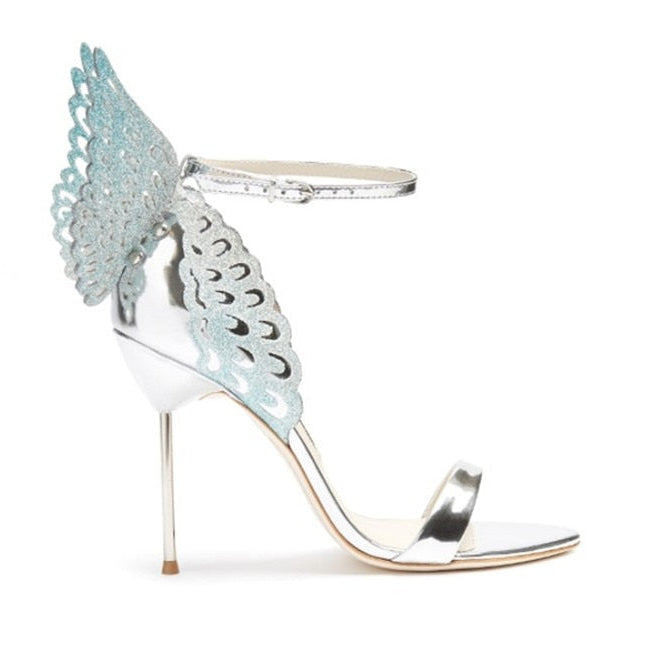 Brand Design Butterfly Back Sandals Angel Wing Sandalias Woman High Heels Buckle Strap Thin Heels Lady Pumps pic 1