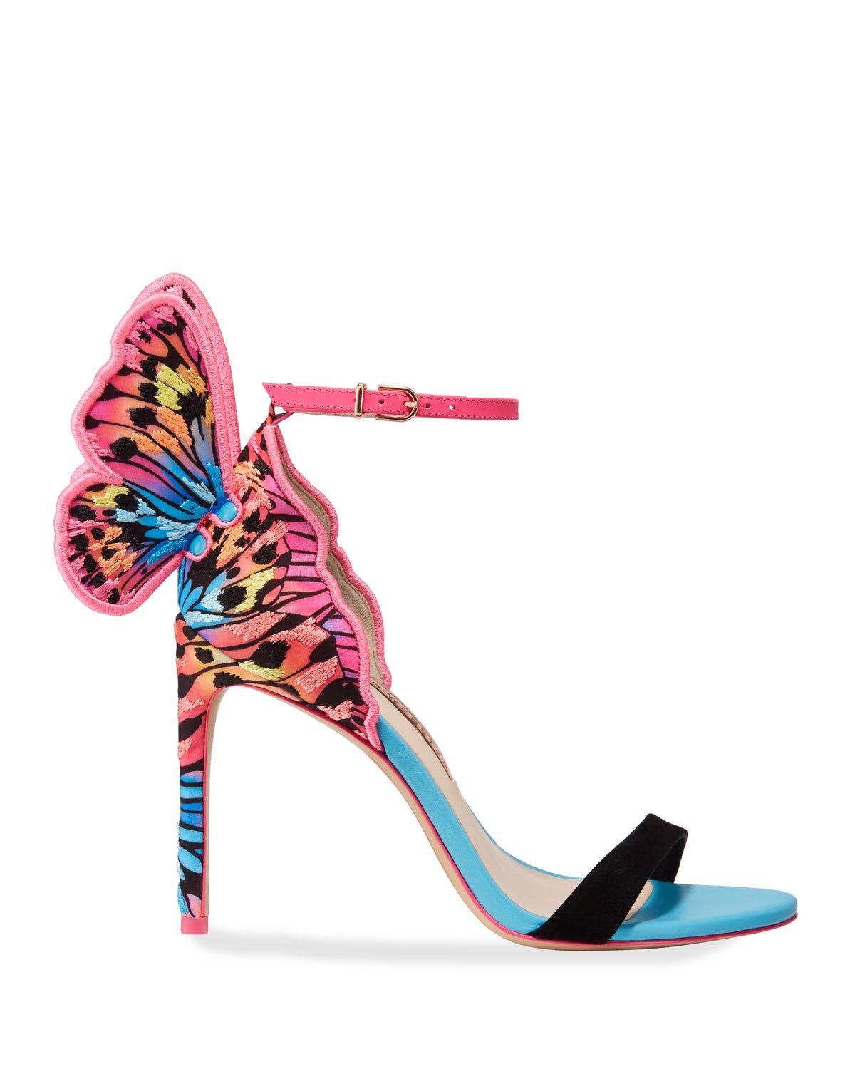 Brand Design Butterfly Back Sandals Angel Wing Sandalias Woman High Heels Buckle Strap Thin Heels Lady Pumps