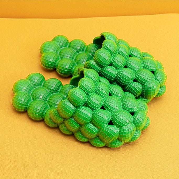 Bubble Slides With Charms For Women Fashion Chain Inspirational Quotes Bubble Sandals - House Slippers Platform Shoes for Men green no charms