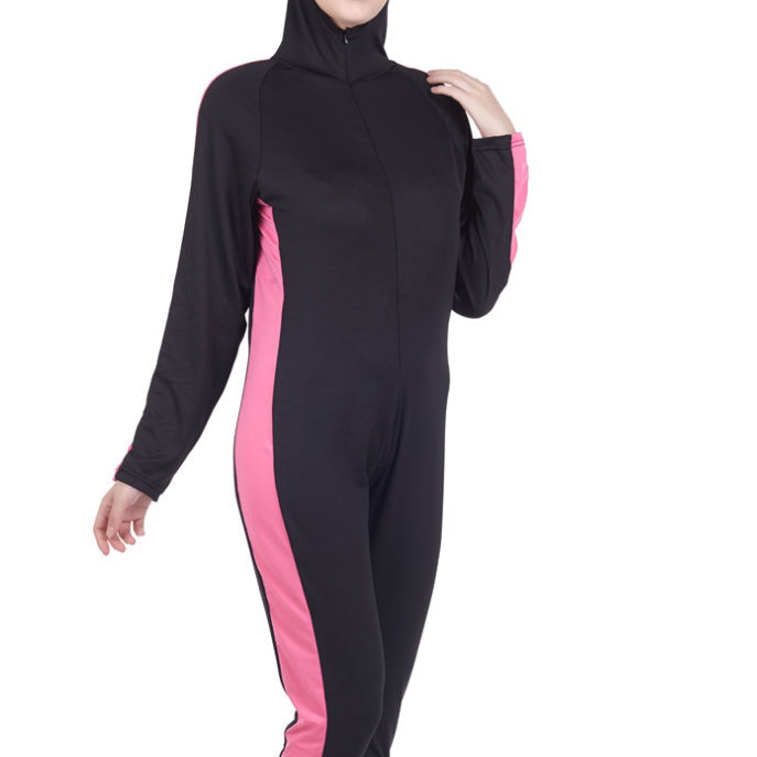 Burkini Conservative One-piece Swimsuit Color Matching Ladies Wetsuit