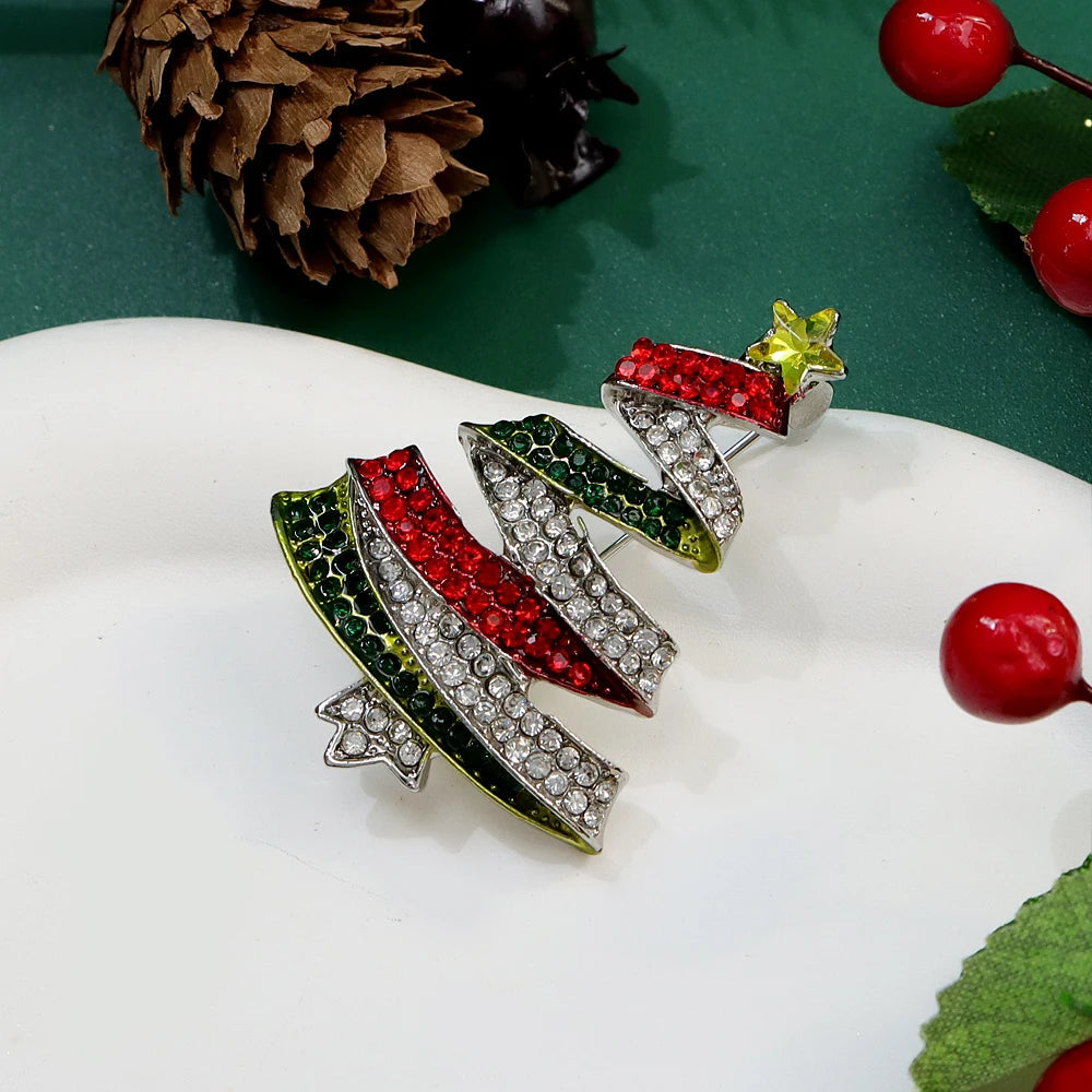 CINDY XIANG Colorful Christmas Tree Brooch