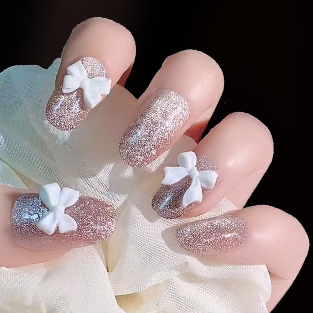 CNHIDS 24Pcs Charming Sparkling Purple Long Coffin False Nail Press On Nail Tips Girl Decoration Crystal Fake Nail With Design 13