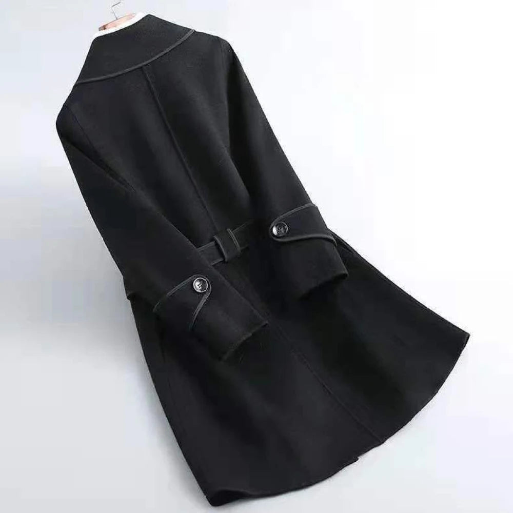 Cashmere Belt Winter Long Women's Overcoat Outwear Korean Fashion Elegant and Mature Trench Coats Female Lapel Woolen Cardigan