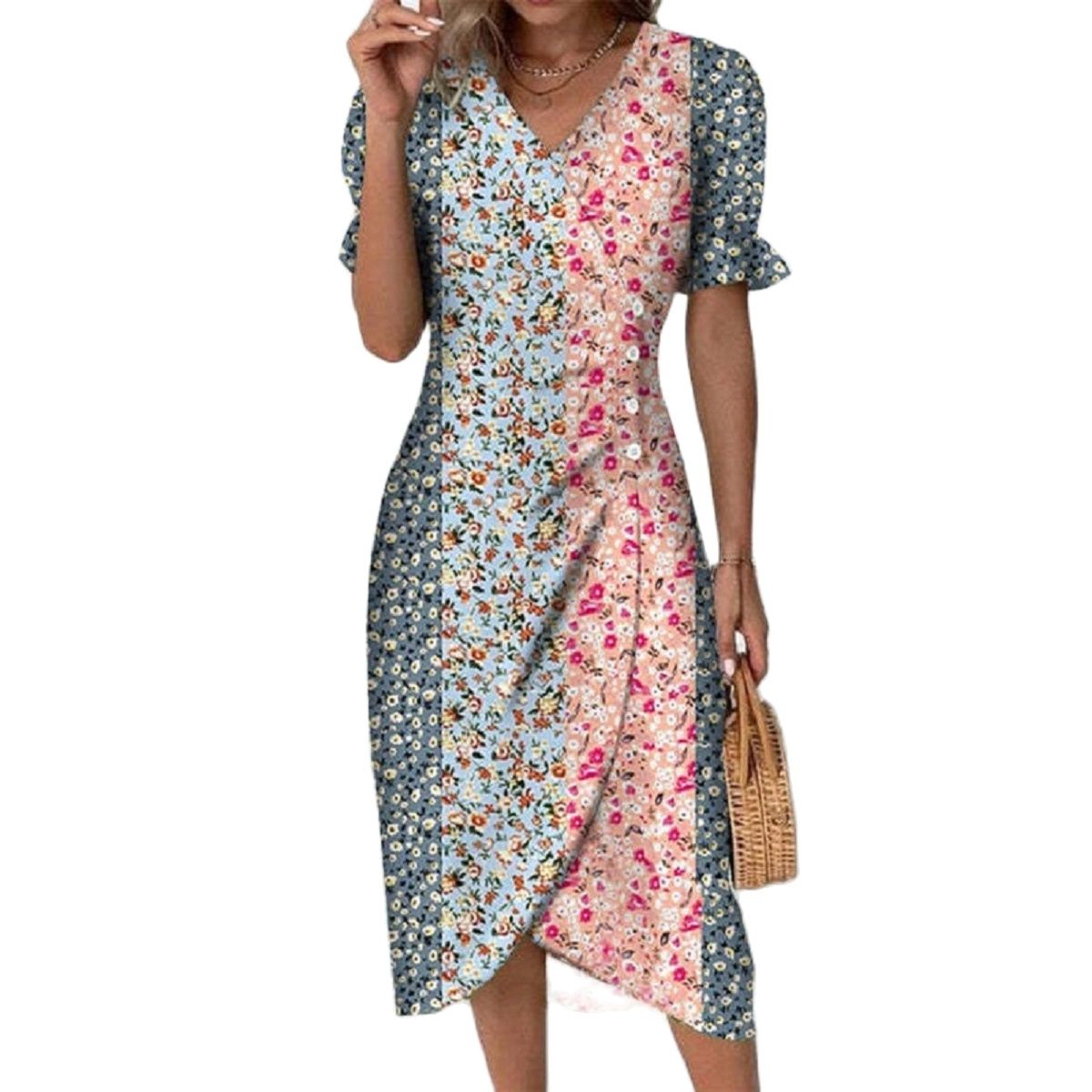 Casual Dress Flower Printing Vintage Sundress Comfortable Boho Dress Fashion