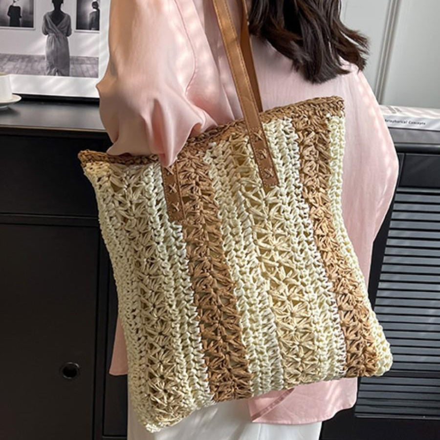 Casual Large Capacity Straw Woven Tote Shoulder Bags For Women Luxury Designer Beach Ladies Handbags 2024 New Summer Shopping