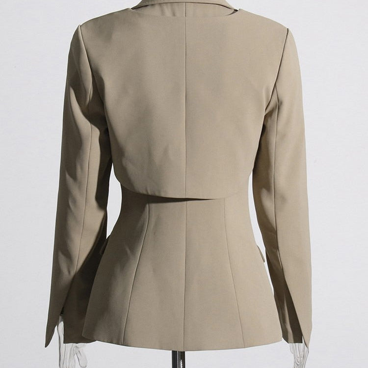 Casual Two Piece Sets For Women Notched Collar Detachable Long Sleeve Blazer High Waist straigth Trousers Solid Sets Female