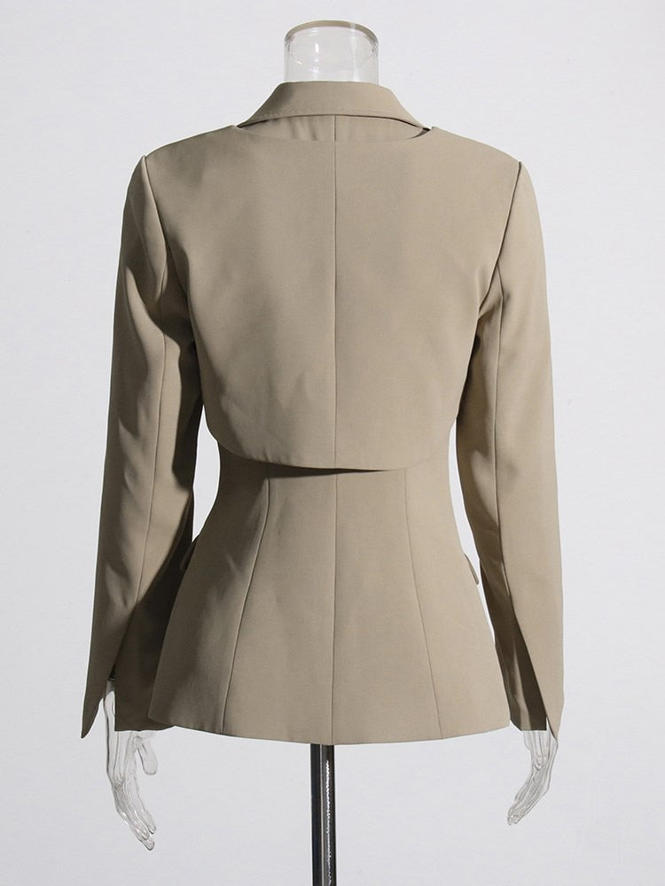 Casual Two Piece Sets For Women Notched Collar Detachable Long Sleeve Blazer High Waist straigth Trousers Solid Sets Female