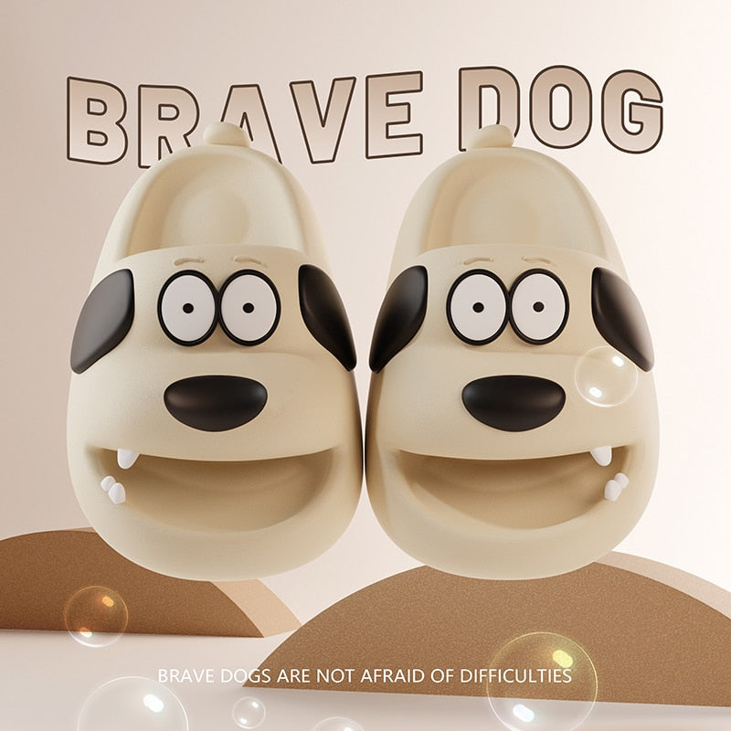 Catroon Dog Outdoor Home Slippers Thick Soled Non Slip Slides Bathroom Indoor Summer Comfy Shoes