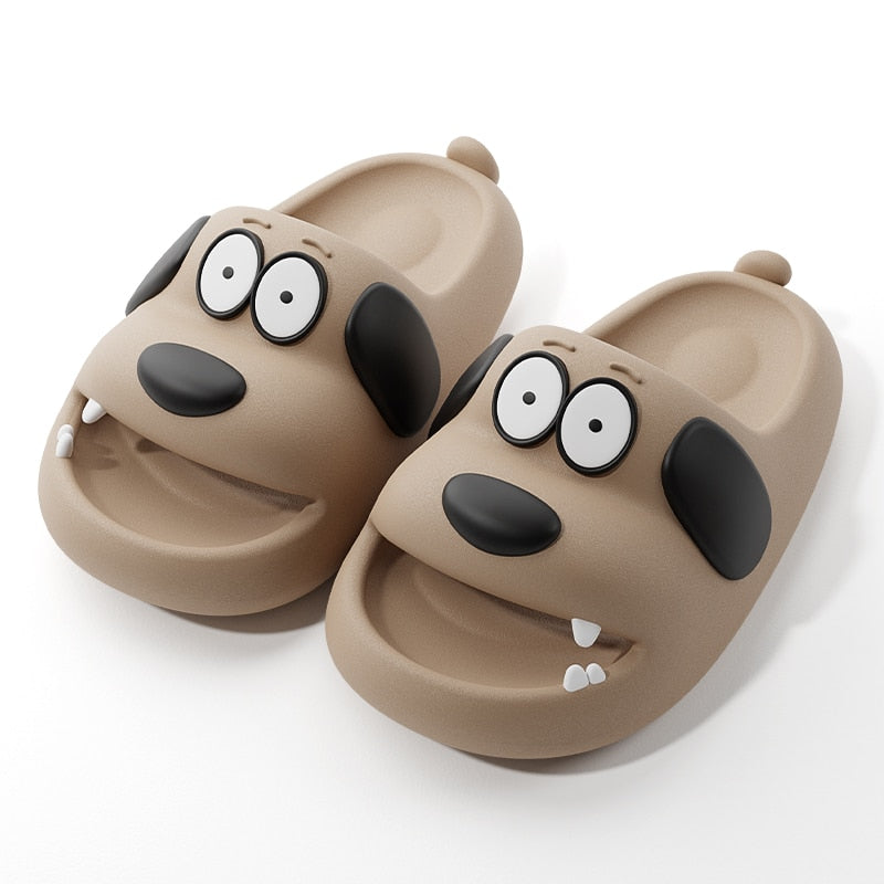 Catroon Dog Outdoor Home Slippers Thick Soled Non Slip Slides Bathroom Indoor Summer Comfy Shoes coffeese